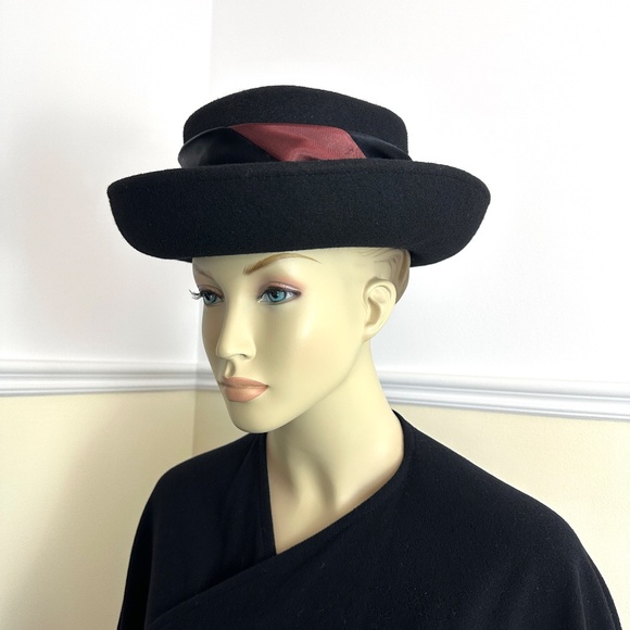 Vintage LAURA ASHLEY Great Britain black wool hat - Picture 4 of 11
